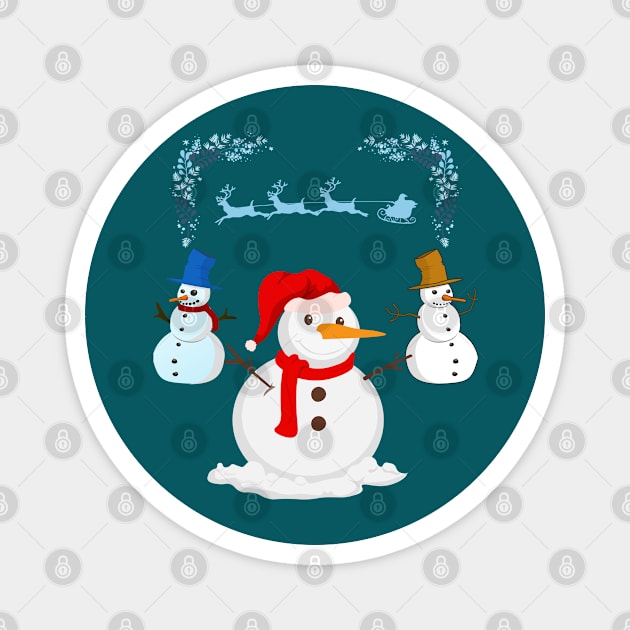 Three Christmas snowman Magnet by Zobayer